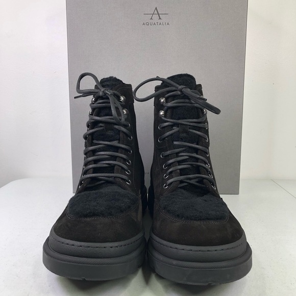 AQUATALIA Men’s Tristian Suede Leather Shearling Lace Up Weatherproof Boots - Picture 5 of 9